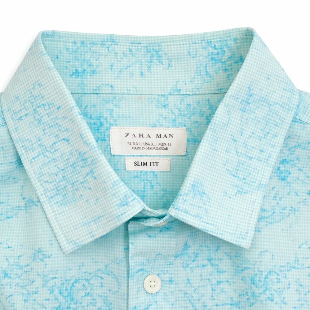Zara Men's Light Green Slim Fit Shirt Size XL - Picture 7 of 9